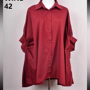 FROM PARIS FRANCE Boho Oversized Button-Up Blouse